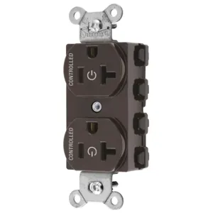 HUBBELL WIRING DEVICE-KELLEMS SNAP5362C2 Straight Receptacle, 20A 125V, 2P - 3W Grounding, Nylon, Brown | BD3UCZ