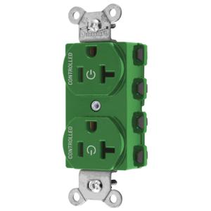 HUBBELL WIRING DEVICE-KELLEMS SNAP5362C2GN Straight Receptacle, 20A 125V, 2P - 3W Grounding, Nylon, Green | BD4MKH