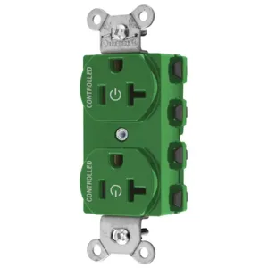 HUBBELL WIRING DEVICE-KELLEMS SNAP5362C2GN Straight Receptacle, 20A 125V, 2P - 3W Grounding, Nylon, Green | BD4MKH