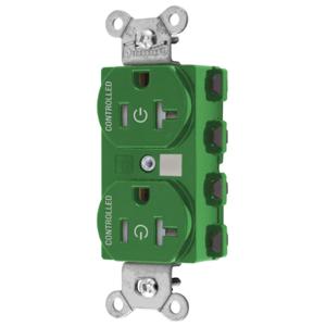 HUBBELL WIRING DEVICE-KELLEMS SNAP5362C2GNTRA Straight Receptacle, 20A 125V, 2-Pole 3-Wire Grounding, 5-20R, Nylon, Green | CE6QHG