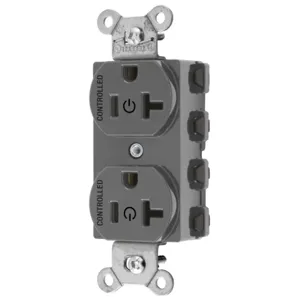 HUBBELL WIRING DEVICE-KELLEMS SNAP5362C2GY Straight Receptacle, 20A 125V, 2P - 3W Grounding, Nylon, Gray | BD4CHN