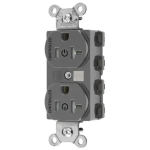 HUBBELL WIRING DEVICE-KELLEMS SNAP5362C2GYTRA Straight Receptacle, 20A 125V, 2-Pole 3-Wire Grounding, 5-20R, Nylon, Gray | CE6QHH