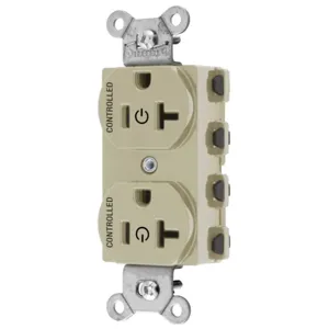 HUBBELL WIRING DEVICE-KELLEMS SNAP5362C2I Straight Receptacle, 20A 125V, 2P - 3W Grounding, Nylon, Ivory | BD4KPQ