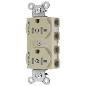 HUBBELL WIRING DEVICE-KELLEMS SNAP5362C2ITRA Straight Receptacle, 20A 125V, 2-Pole 3-Wire Grounding, 5-20R, Nylon, Ivory | CE6QHJ