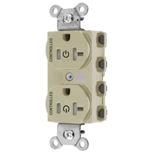 HUBBELL WIRING DEVICE-KELLEMS SNAP5362C2ITRA Straight Receptacle, 20A 125V, 2-Pole 3-Wire Grounding, 5-20R, Nylon, Ivory | CE6QHJ