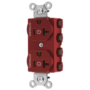 HUBBELL WIRING DEVICE-KELLEMS SNAP5362C2R Straight Receptacle, 20A 125V, 2P - 3W Grounding, Nylon, Red | CE6QHL