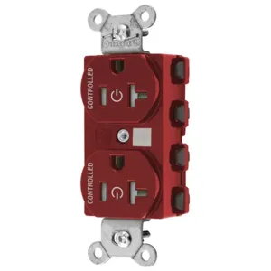 HUBBELL WIRING DEVICE-KELLEMS SNAP5362C2RTRA Straight Receptacle, 20A 125V, 2-Pole 3-Wire Grounding, 5-20R, Nylon, Red | CE6QHM