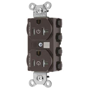 HUBBELL WIRING DEVICE-KELLEMS SNAP5362C2TRA Straight Receptacle, 20A 125V, 2-Pole 3-Wire Grounding, 5-20R, Nylon, Brown | CE6QHN