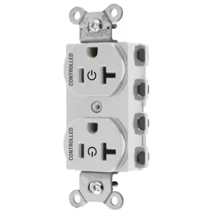 HUBBELL WIRING DEVICE-KELLEMS SNAP5362C2W Straight Receptacle, 20A 125V, 2-Pole 3-Wire Grounding, 5-20R, Nylon, White | BD4JMZ