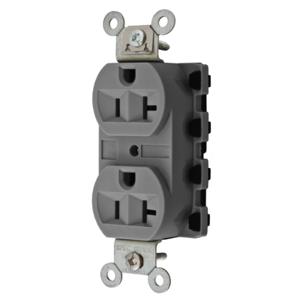 HUBBELL WIRING DEVICE-KELLEMS SNAP5362GYA Straight Receptacle, 20A 125V, 2P - 3W Grounding, 5-20R, Nylon, Gray | CE6QHQ