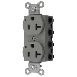 HUBBELL WIRING DEVICE-KELLEMS SNAP5362GYL Straight Receptacle, 20A 125V, 2P - 3W Grounding, 5-20R, Nylon, Gray | CE6QHR