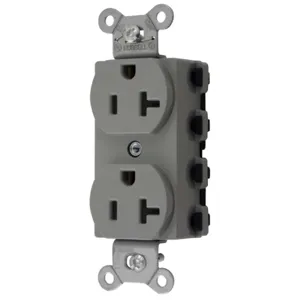 HUBBELL WIRING DEVICE-KELLEMS SNAP5362GYNA Straight Receptacle, 20A 125V, 2P - 3W Grounding, 5-20R, Nylon, Gray | BD4JNA