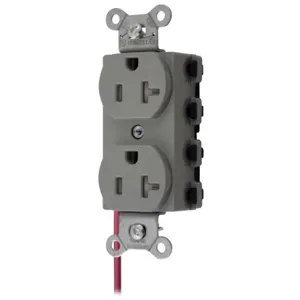 HUBBELL WIRING DEVICE-KELLEMS SNAP5362GYSCTRA Straight Receptacle, 20A 125V, 2-Pole 3-Wire Grounding, 5-20R, Nylon, Gray | BD4HFY