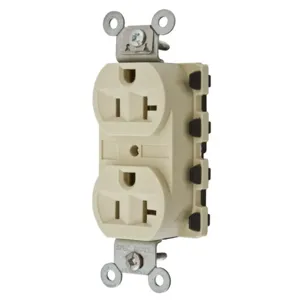 HUBBELL WIRING DEVICE-KELLEMS SNAP5362IA Straight Receptacle, 20A 125V, 2P - 3W Grounding, 5-20R, Nylon, Ivory | AC4XCL 31A339