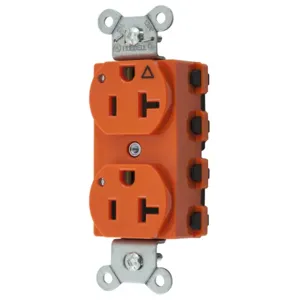 HUBBELL WIRING DEVICE-KELLEMS SNAP5362IGL Straight Receptacle, 20A 125V, 2P - 3W Grounding, 5-20R, Nylon, Orange | CE6QHU