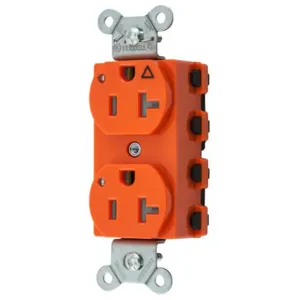 HUBBELL WIRING DEVICE-KELLEMS SNAP5362IGLTRA Straight Receptacle, Led Indicator, 20A 125V, 5-20R, Nylon, Orange | BD4NQQ