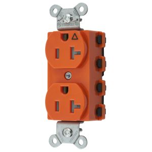 HUBBELL WIRING DEVICE-KELLEMS SNAP5362IGTRA Straight Receptacle, 20A 125V, 2-Pole 3-Wire Grounding, 5-20R, Orange | BD4NQR