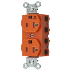 HUBBELL WIRING DEVICE-KELLEMS SNAP5362IGTRA Straight Receptacle, 20A 125V, 2-Pole 3-Wire Grounding, 5-20R, Orange | BD4NQR