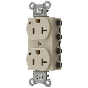 HUBBELL WIRING DEVICE-KELLEMS SNAP5362IL Straight Receptacle, 20A 125V, 2P - 3W Grounding, 5-20R, Nylon, Ivory | CE6QHV