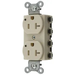 HUBBELL WIRING DEVICE-KELLEMS SNAP5362ILTRA Straight Receptacle, Led Indicator, 20A 125V, 5-20R, Nylon, Ivory | BD4JNB