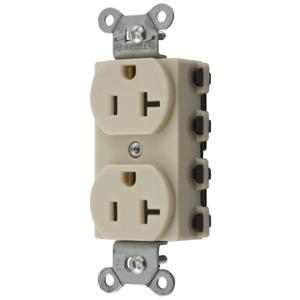 HUBBELL WIRING DEVICE-KELLEMS SNAP5362INA Straight Receptacle, 20A 125V, 5-20R, Nylon, Ivory | BD4DML