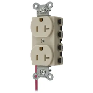 HUBBELL WIRING DEVICE-KELLEMS SNAP5362ISCTRA Straight Receptacle, Split Circuit, 20A 125V, 5-20R, Nylon, Ivory | BD4PNZ