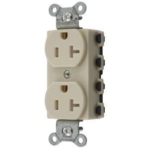 HUBBELL WIRING DEVICE-KELLEMS SNAP5362ITRA Receptacle, Commercial, Standard Duplex, Flush Mount, 20A, 125V AC, Ivory | BD4PUW 49YK73