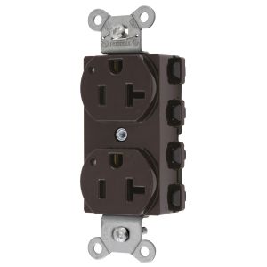 HUBBELL WIRING DEVICE-KELLEMS SNAP5362L Straight Receptacle, 20A 125V, 2P - 3W Grounding, 5-20R, Nylon, Brown | CE6QHW