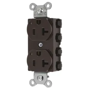 HUBBELL WIRING DEVICE-KELLEMS SNAP5362L Straight Receptacle, 20A 125V, 2P - 3W Grounding, 5-20R, Nylon, Brown | CE6QHW