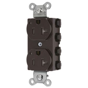 HUBBELL WIRING DEVICE-KELLEMS SNAP5362LTRA Straight Receptacle, Led Indicator, 20A 125V, 5-20R, Nylon, Brown | BD4GCY
