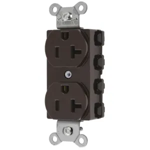 HUBBELL WIRING DEVICE-KELLEMS SNAP5362NA Straight Receptacle, 20A 125V, 2P - 3W Grounding, 5-20R, Nylon, Brown | BD4EXQ