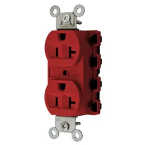 HUBBELL WIRING DEVICE-KELLEMS SNAP5362RA Straight Receptacle, 20A 125V, 2P - 3W Grounding, 5-20R, Nylon, Red | CE6QHZ