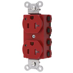 HUBBELL WIRING DEVICE-KELLEMS SNAP5362RLTRA Straight Receptacle, Led Indicator, 20A 125V, 5-20R, Nylon, Red | BD4KPR