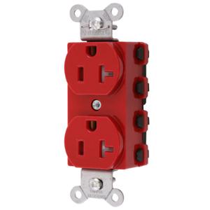 HUBBELL WIRING DEVICE-KELLEMS SNAP5362RTRA Receptacle, Commercial, Standard Duplex, Flush Mount, 20A, 125V AC, Red | BD4EXR 49YK84