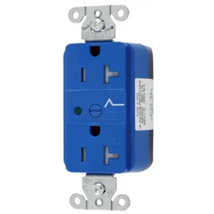 HUBBELL WIRING DEVICE-KELLEMS SNAP5362S Receptacle, Commercial, Standard Duplex, Flush Mount, 20A, 125V AC, Blue | BD4AFQ 49YK53