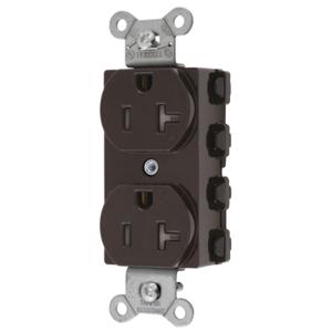 HUBBELL WIRING DEVICE-KELLEMS SNAP5362TRA Receptacle, Commercial, Standard Duplex, Flush Mount, 20A, 125V AC, Brown | BD3XGH 49YK83