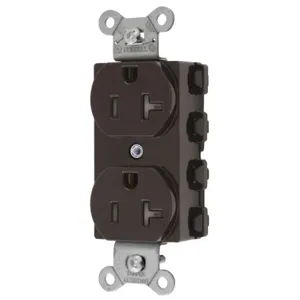 HUBBELL WIRING DEVICE-KELLEMS SNAP5362TRA Receptacle, Commercial, Standard Duplex, Flush Mount, 20A, 125V AC, Brown | BD3XGH 49YK83