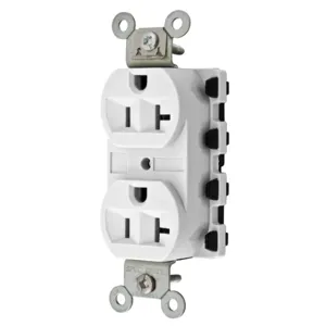 HUBBELL WIRING DEVICE-KELLEMS SNAP5362WA Straight Receptacle, 20A 125V, 2P - 3W Grounding, 5-20R, Nylon, White | CE6QJB