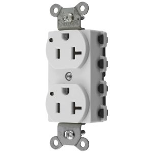 HUBBELL WIRING DEVICE-KELLEMS SNAP5362WL Straight Receptacle, 20A 125V, 2P - 3W Grounding, 5-20R, Nylon, White | CE6QJC
