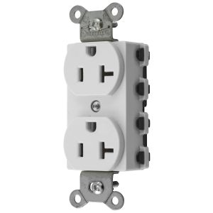 HUBBELL WIRING DEVICE-KELLEMS SNAP5362WNA Straight Receptacle, 20A 125V, 2P - 3W Grounding, 5-20R, Nylon, White | BD4EXU