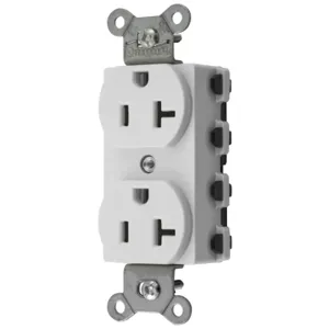 HUBBELL WIRING DEVICE-KELLEMS SNAP5362WNA Straight Receptacle, 20A 125V, 2P - 3W Grounding, 5-20R, Nylon, White | BD4EXU