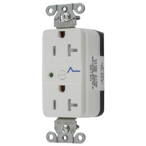 HUBBELL WIRING DEVICE-KELLEMS SNAP5362WS Straight Receptacle, Led Indicator, 20A 125V, 5-20R, Nylon, White | BD4GDA