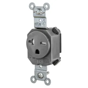 HUBBELL WIRING DEVICE-KELLEMS SNAP5461GYTR Straight Receptacle, 20A 250V, 2-Pole 3-Wire Grounding, 6-20R, Gray | CE6QJG