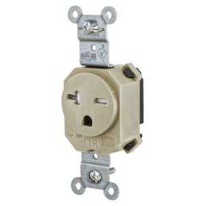 HUBBELL WIRING DEVICE-KELLEMS SNAP5461ITR Straight Receptacle, 20A 250V, 2-Pole 3-Wire Grounding, 6-20R, Ivory | CE6QJH