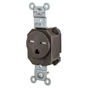 HUBBELL WIRING DEVICE-KELLEMS SNAP5661BTR Straight Receptacle, 15A 250V, 2-Pole 3-Wire Grounding, 6-15R, Brown | CE6QJM