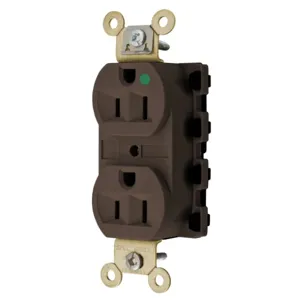 HUBBELL WIRING DEVICE-KELLEMS SNAP8200A Straight Receptacle, Duplex, 15A 125V, Nylon, Brown | CE6QJT