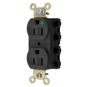 HUBBELL WIRING DEVICE-KELLEMS SNAP8200BKA Straight Receptacle, Duplex, 15A 125V, Nylon, Black | CE6QJU