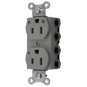 HUBBELL WIRING DEVICE-KELLEMS SNAP8200GYL Straight Receptacle, Duplex, 15A 125V, Nylon, Gray | CE6QJX
