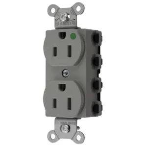 HUBBELL WIRING DEVICE-KELLEMS SNAP8200GYNA Straight Receptacle, Duplex, 15A 125V, Nylon, Gray | BD4BHL