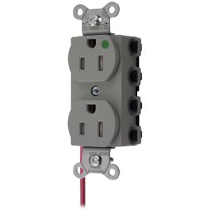 HUBBELL WIRING DEVICE-KELLEMS SNAP8200GYSCTRA Straight Receptacle, Tamper Resistant, Split Circuit, 15A 125V, Nylon, Gray | BD4KPU